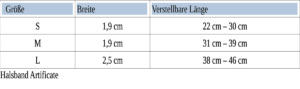 Artificate Größen Tabelle Halsband